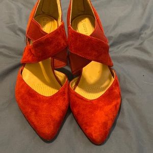 Corso Como red suede heels. Size 8.